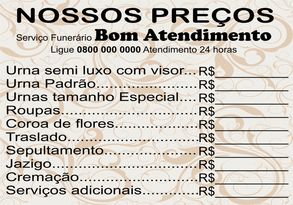 tabela de preços
